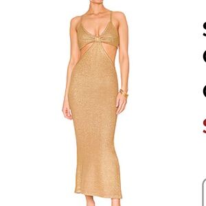 New Cult Gaia Serita Knit Dress in Gold L